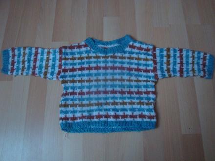 Svetr - ručně pletený, proužkovaný, 86