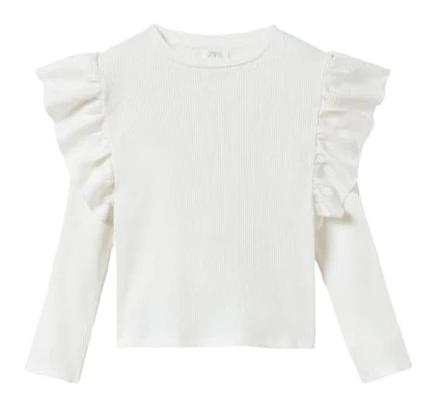 Zara žebrované tričko s volánky vel.152, h&m,152