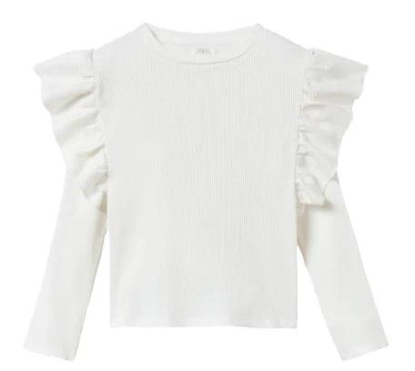 Zara žebrované tričko s volánky vel.152, h&m,152