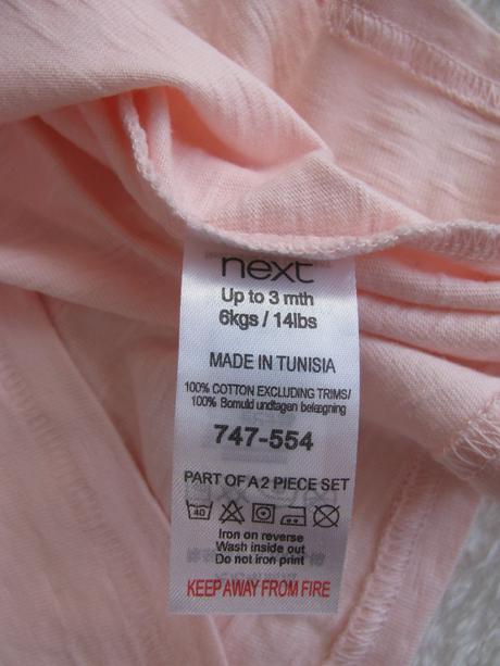 Růžové bavlněné kojenecké šatičky next, next,62