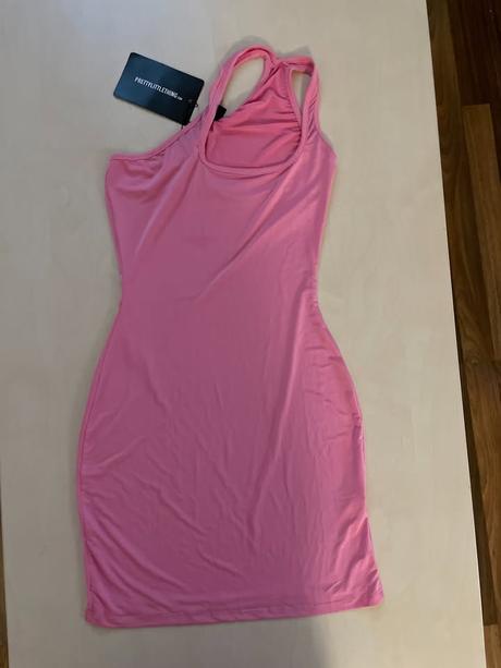 Nové růžové šaty asymetrické ramínko vel xs, prett, xs