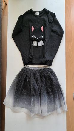 Set kočičí svetřík a sukýnka, h&m,122