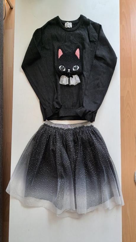 Set kočičí svetřík a sukýnka, h&m,122
