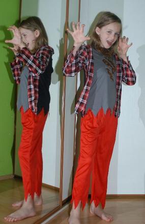 Karnevalový kostým lucifer, vlkodlak, pračlověk...,