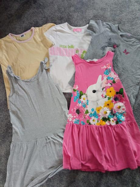 3ks trička 2ks šaty 110-116, h&m,110