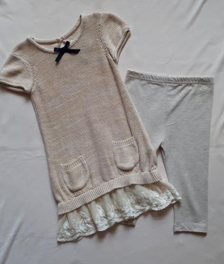 Dětské béžové šaty, šatičky s legínama, vel.98/104, rocha.little.rocha,98