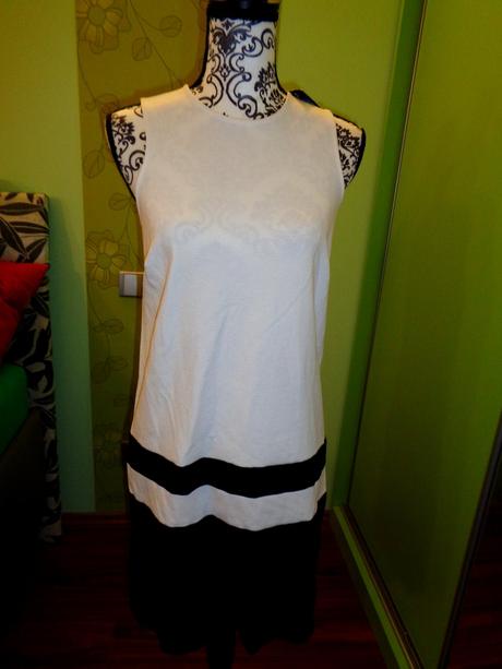 Luxusní bíločerné elastické šaty, new look,36