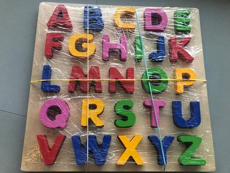 Dřevěná barevná abeceda vkládání deska písmenka 3d, 