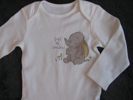 Bílé kojenecké body se slonem v.9-12 měs., disney,80