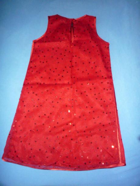 Červené třpytivé šaty vel. 134, 134