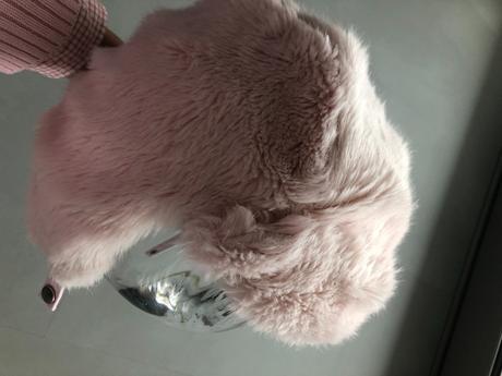 Růžová plyšov ušanka 4-8let 110-128cm zimní čepice, h&m,116