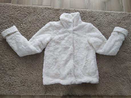 Bílý chlupatý kabátek, h&m,158