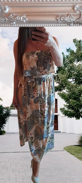Shein tropický plážový set top s maxi sukní, l