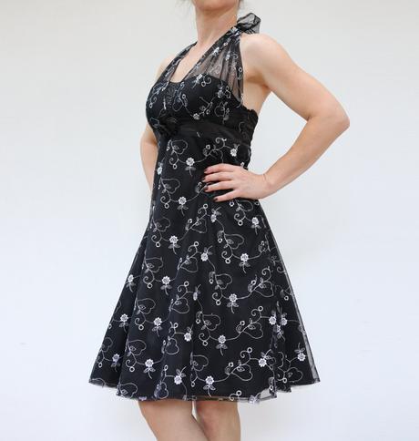 Černé vyšívané pin-up šaty vel.s, s