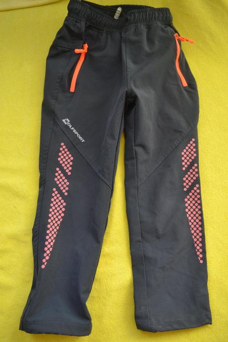 2x softshellové kalhoty v.98,oteplené a tenké, wolf,98