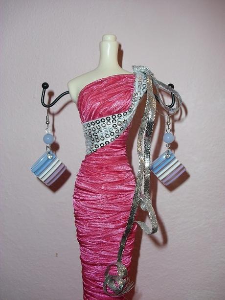 Fialovo - modré kostičky - naušnice, 