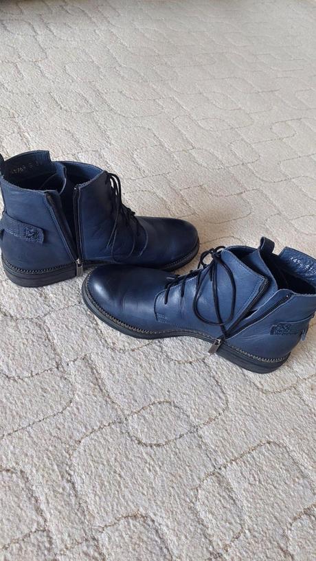 Modré kožené zateplené boty, vel. 39, 39
