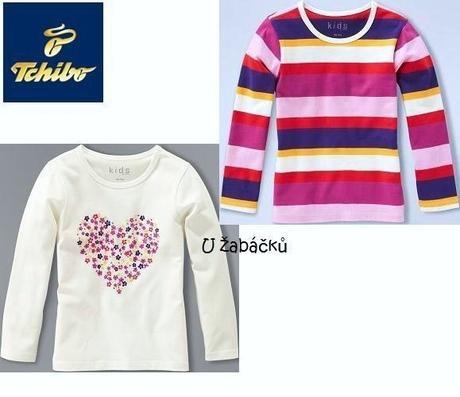2-pack dívčí trika tchibo smetanové + pruhované, tchibo,110 / 116