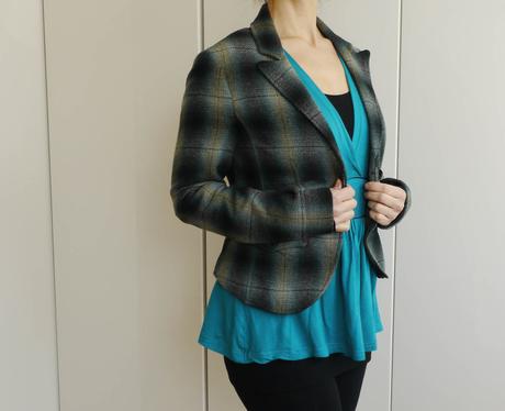 Kostkovane sako petrol - sede h&m, h&m,36