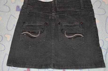 152 158 164 džínová elastická sukně s flitry, c&a,158