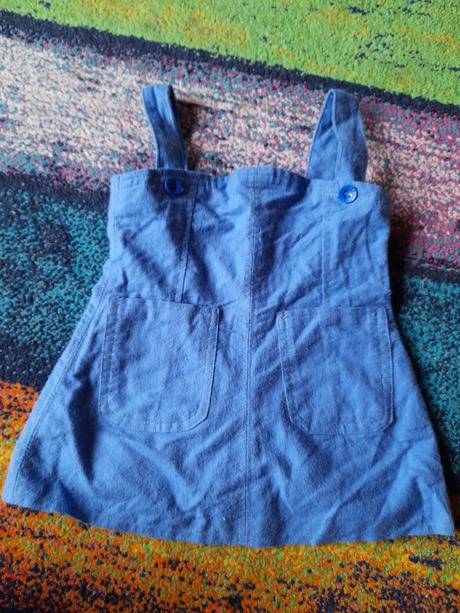 Modré bavlněné šité šatičky na holčičku na zip, 80