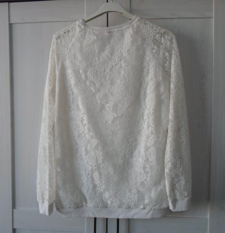 Bílá krajková mikina svetr, h&m,m