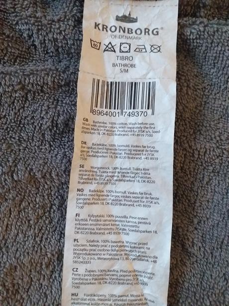 Pánský šedý froté župan vel. s/m, nový, s