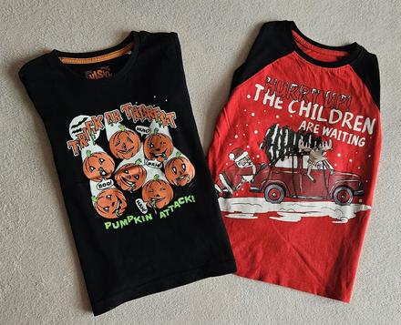 2x chlapecké tričko, halloween a vánoční, 110/116, pepco,110