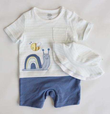 Letní overal + klobouk vel. 0 - 3 m, f&f,62
