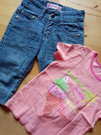 Tříčtvrteční kraťasy s tričkem, vel.98-104, 98