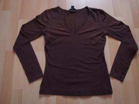 Triko s dlouhým rukávem - hnědé, vel. s/m, h&m,s