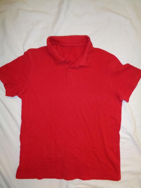 Červené vroubkované tričko s límečkem 158/164, george,158