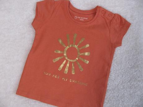 Bavlněné oranžové tričko se zlatým sluníčkem, primark,74