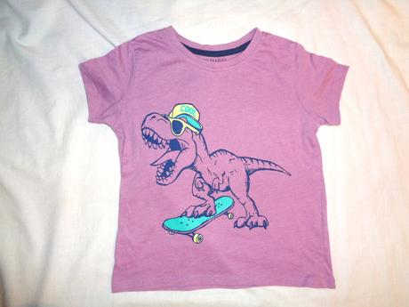 Fialové bavlněné tričko s dinem, primark,104