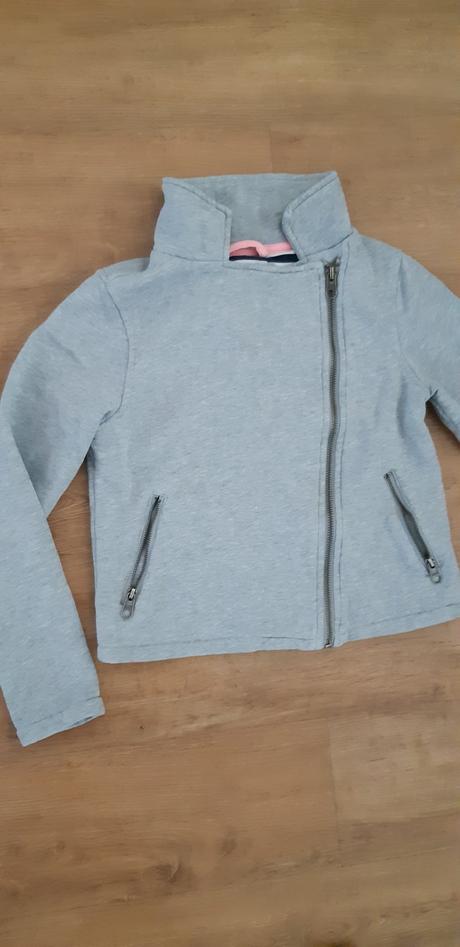 Šedá mikina zn. h&m s zipem nakřivo vel. 116, h&m,116