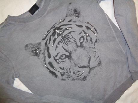 Pěkná šedá mikina s tygrem 158/164, 158