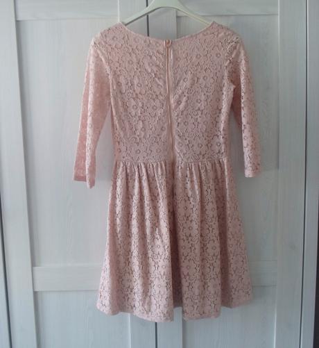 Růžové krajkové šaty šatičky, h&m,158
