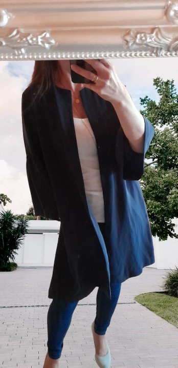 Elegantní dlouhý kabátek s kapsami, h&m,s