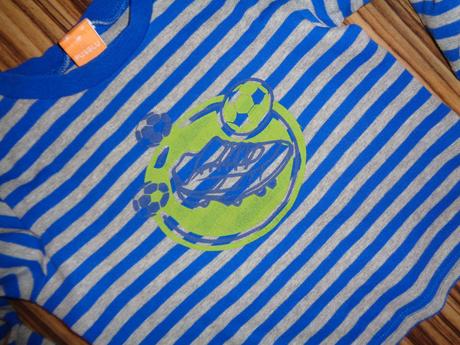 Modrošedé pruhované tričko s kopačkou, 98