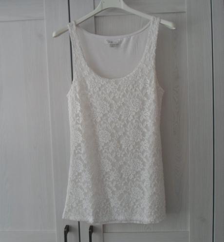 Bílé krajkové tričko tílko bílý top amisu, amisu,s