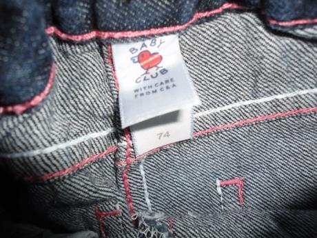 Slušivé, užší riflíky z c+a, vel. 74, c&a,74