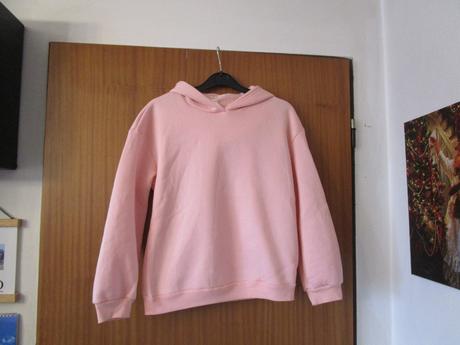 Pěkná oranžová teplejší mikina s kapucí, 158