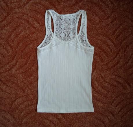 Bílé krajkové tričko tílko bílý top, bershka,m