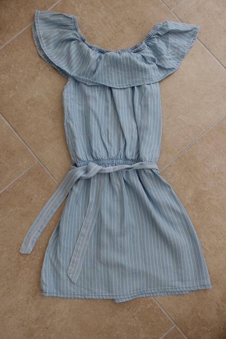 Svetle modre saty, carmen strip 146/152 yigga, yigga,146