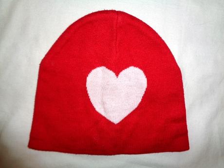 Super červená dvouvrstvá čepice se srdíčkem 92/104, h&m,98