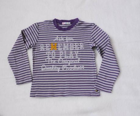 Bavlnene triko s dlouhym rukavem - fialovy prouzek, h&m,128