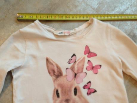 Bavlna triko hm 98cm,2roky zajíček motýli třpytky , h&m,98