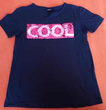 Dívčí modré triko krátký rukáv, 146