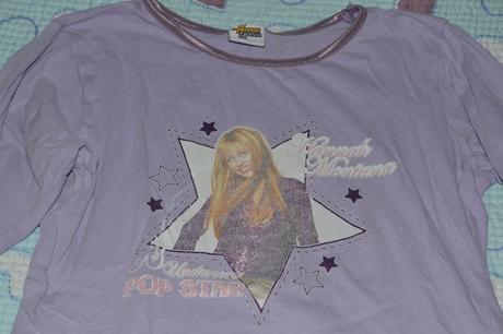 Fialkové bavlněné triko dl.rukáv hannah montana, disney,122