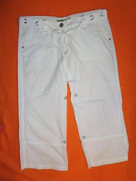 Super bílé plátýnkové vzdušné 3/4 kalhoty, refree,l